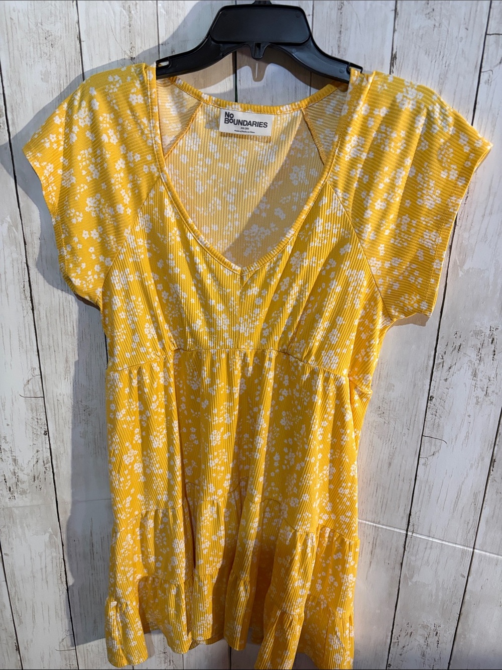 No Boundaries Yellow and White Floral Girls' Dress